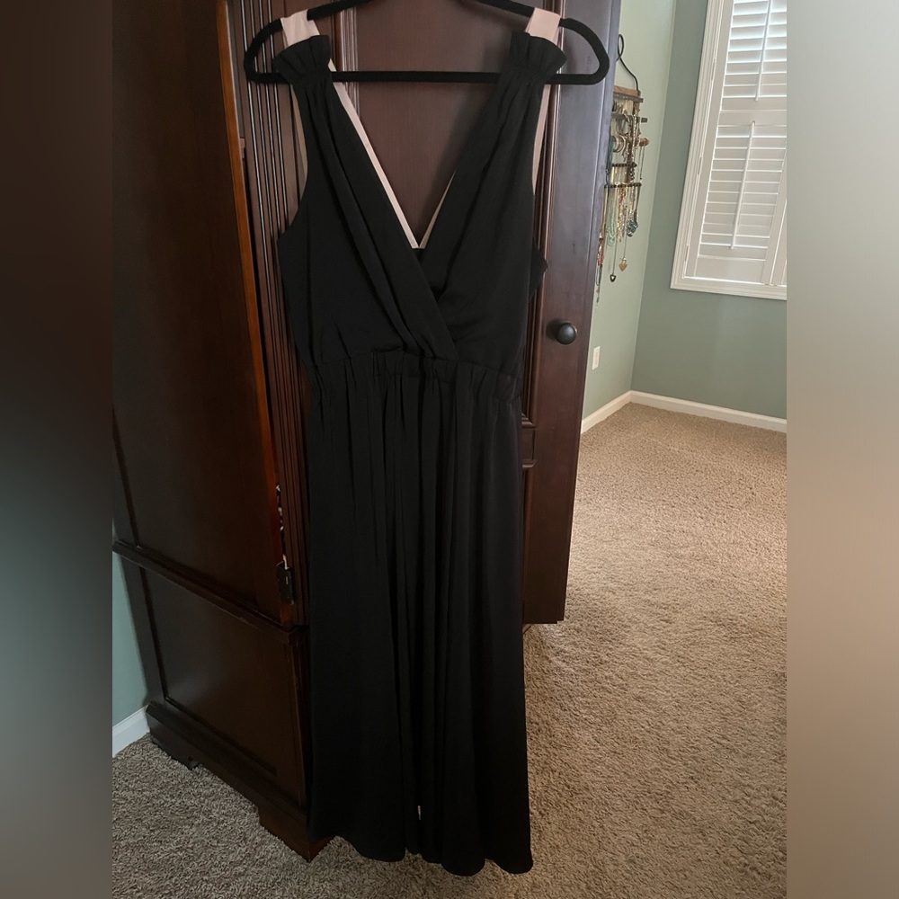 Banana Republic Black with Pink Gross grain Ribbon Straps Dress